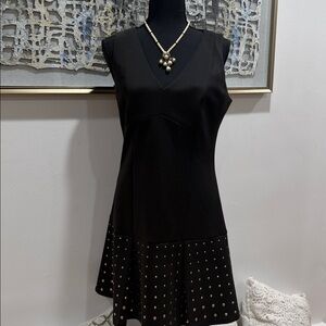 Ivanka Trump Black Mini Dress with Gold Accents